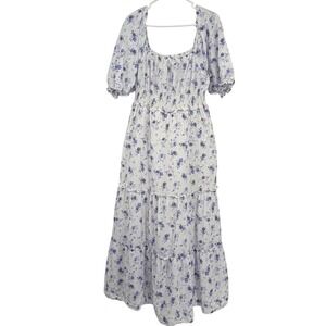 LoveShackFancy x Target Floral Smocked Maxi Dress White Blue Purple‎ Medium
